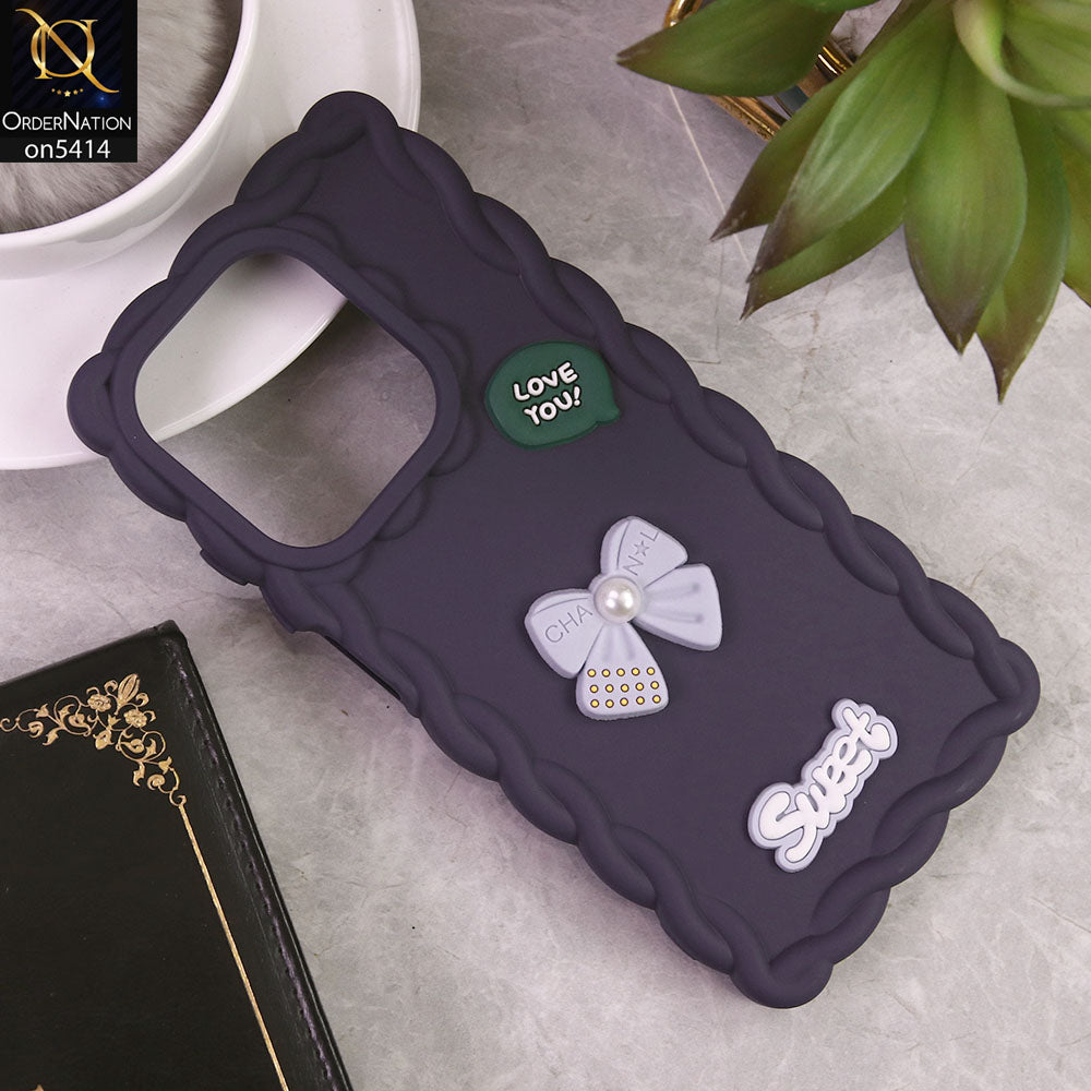 Oppo A40 Cover - Purple - Braid Style Borders Sweet Bow Knot Soft Silicone Case