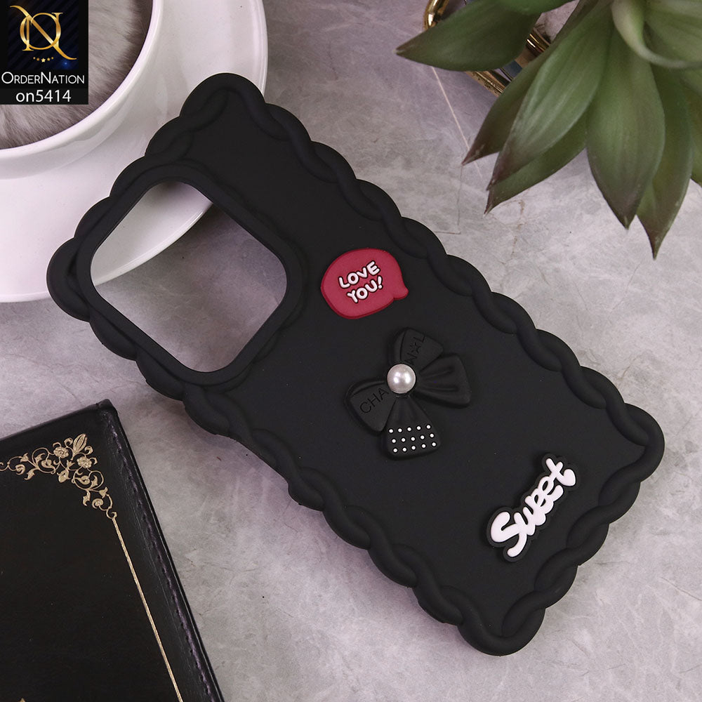Tecno Camon 20 Pro Cover - Black - Braid Style Borders Sweet Bow Knot Soft Silicone Case