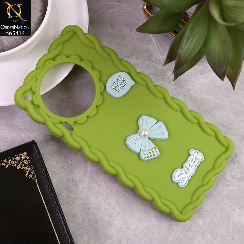 Tecno Camon 30 Cover - Green - Braid Style Borders Sweet Bow Knot Soft Silicone Case