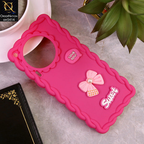 Tecno Camon 30 Cover - Pink - Braid Style Borders Sweet Bow Knot Soft Silicone Case