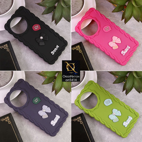 Tecno Camon 20 Pro Cover - Black - Braid Style Borders Sweet Bow Knot Soft Silicone Case