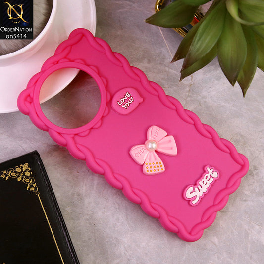 Tecno Camon 20 Pro Cover - Pink - Braid Style Borders Sweet Bow Knot Soft Silicone Case