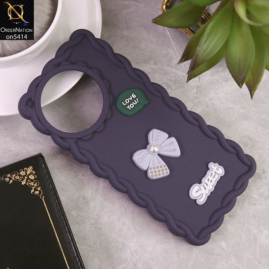 Tecno Camon 20 Pro Cover - Purple - Braid Style Borders Sweet Bow Knot Soft Silicone Case