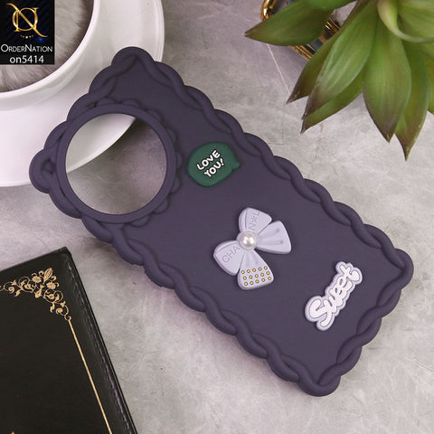 Tecno Camon 20 Pro Cover - Purple - Braid Style Borders Sweet Bow Knot Soft Silicone Case