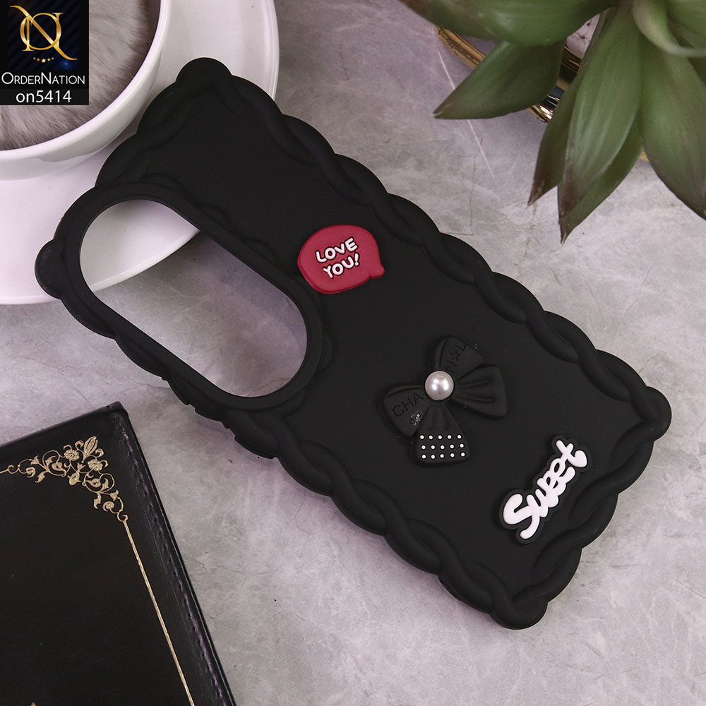 Vivo S19 Cover - Black - Braid Style Borders Sweet Bow Knot Soft Silicone Case