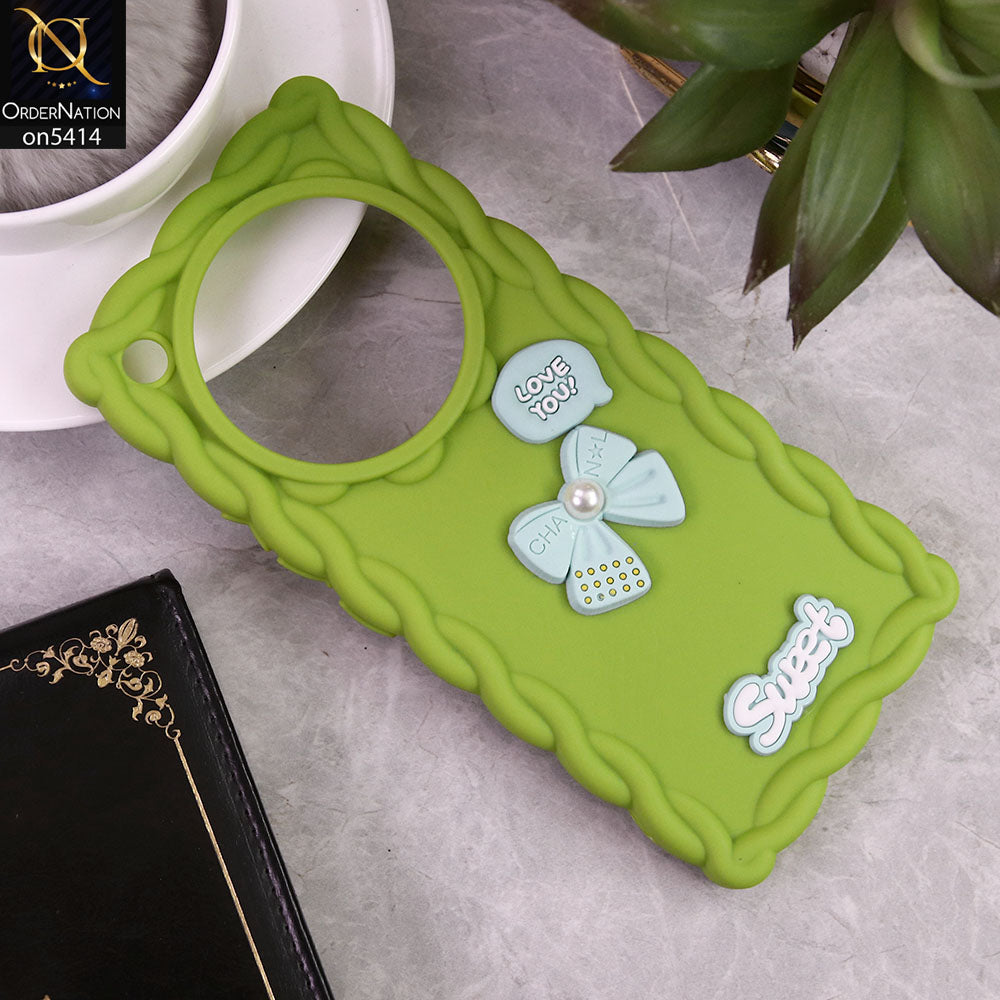 Infinix Zero 40 4G Cover - Green - Braid Style Borders Sweet Bow Knot Soft Silicone Case