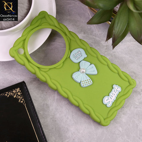 Infinix Zero 40 4G Cover - Green - Braid Style Borders Sweet Bow Knot Soft Silicone Case