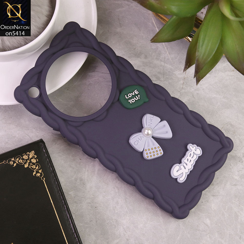 Infinix Zero 40 5G Cover - Purple - Braid Style Borders Sweet Bow Knot Soft Silicone Case