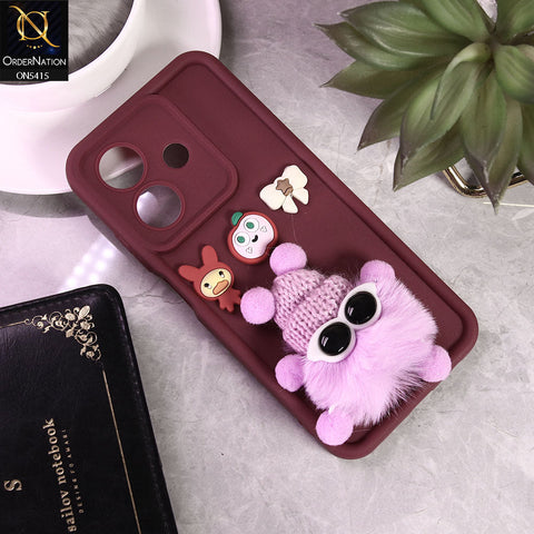 Vivo Y03t Cover - Black -  Cute 3d Cartoon Soft Sillicon Case