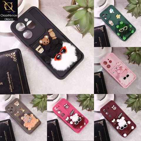 Vivo Y03t Cover - MaroonD5 -  Cute 3d Cartoon Soft Sillicon Case