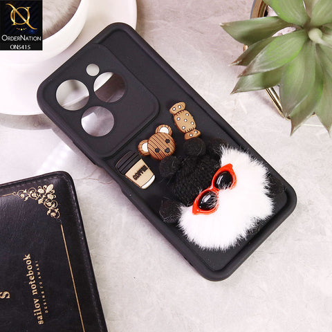 Infinix Hot 40 Pro Cover - Black -  Cute 3d Cartoon Soft Sillicon Case