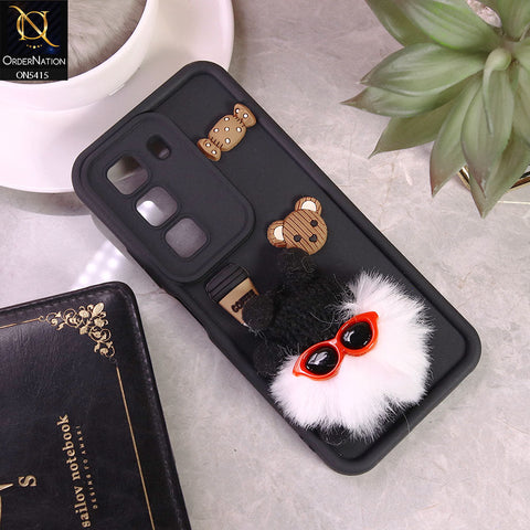 Infinix Hot 50 Cover - Black -  Cute 3d Cartoon Soft Sillicon Case