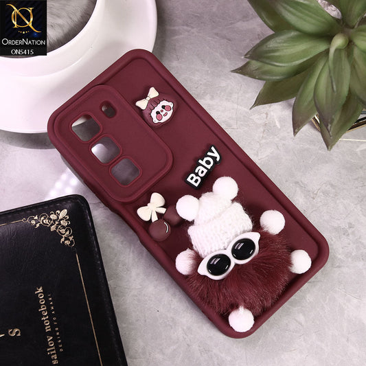 Infinix Hot 50 Cover - MaroonD1 - Cute 3d Cartoon Soft Sillicon Case