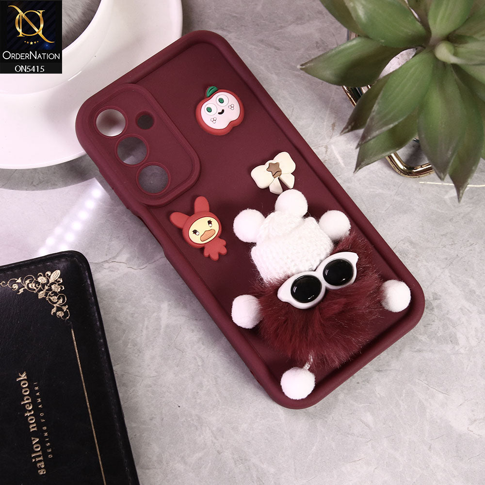 Samsung Galaxy A16 Cover - MaroonD1 -  Cute 3d Cartoon Soft Sillicon Case