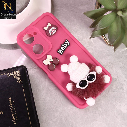 Vivo Y03t Cover - PinkD1 -  Cute 3d Cartoon Soft Sillicon Case
