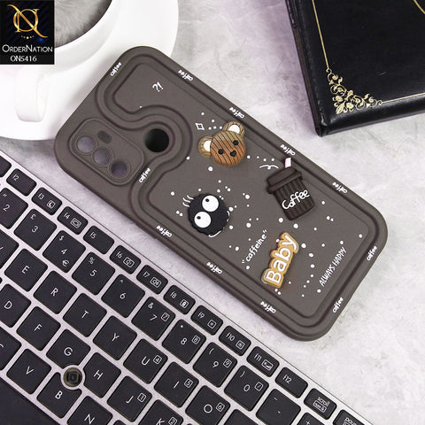 Oppo A53x Cover - Brown -  Cute 3D Cartoon Coffee Soft Silicon Case With Camera Protection