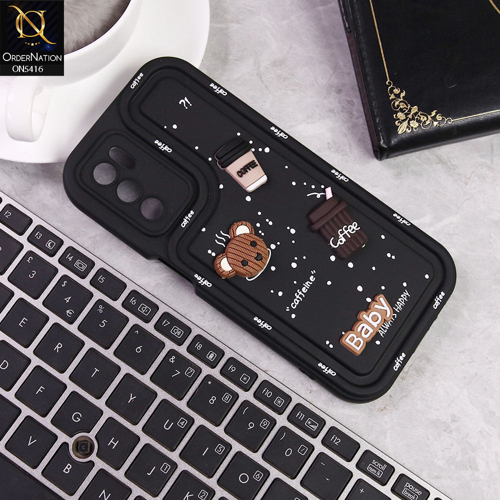 Oppo A55s Cover - Black -  Cute 3D Cartoon Coffee Soft Silicon Case With Camera Protection