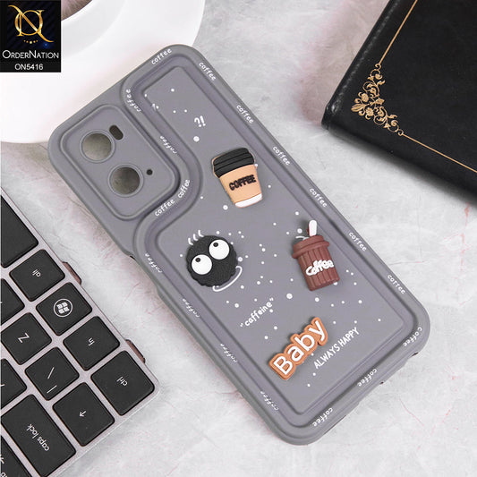 Oppo A76 Cover - Gray - Cute 3D Cartoon Coffee Soft Silicon Case With Camera Protection