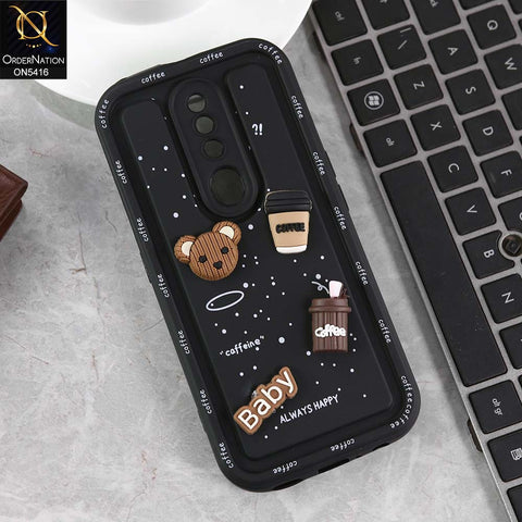 Oppo F11 Pro Cover - Black -  Cute 3D Cartoon Coffee Soft Silicon Case With Camera Protection