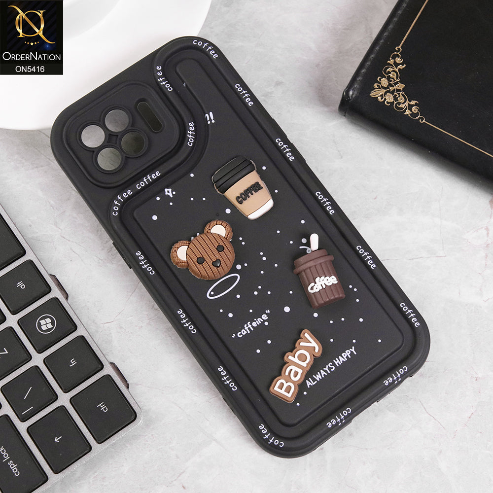 Oppo A73 Cover - Black - Cute 3D Cartoon Coffee Soft Silicon Case With Camera Protection