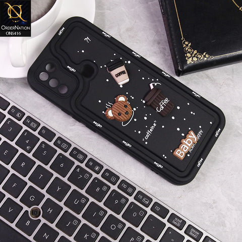 Infinix Hot 11 Play Cover - Black -  Cute 3D Cartoon Coffee Soft Silicon Case With Camera Protection