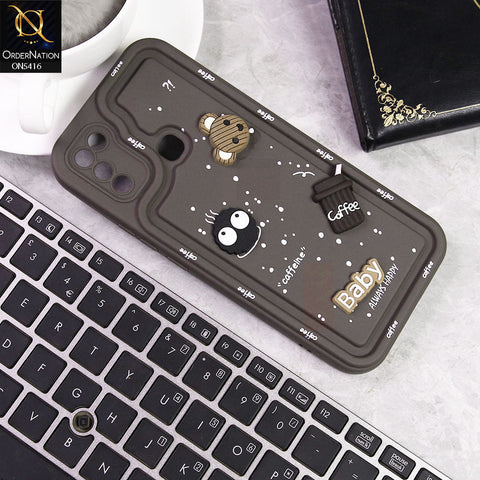 Infinix Hot 11 Play Cover - Brown -  Cute 3D Cartoon Coffee Soft Silicon Case With Camera Protection