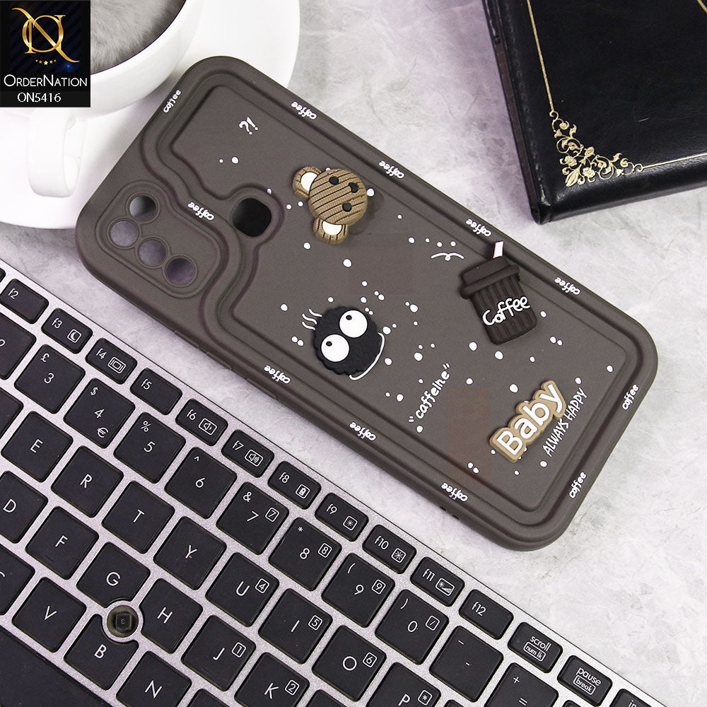 Infinix Hot 9 Play Cover - Brown -  Cute 3D Cartoon Coffee Soft Silicon Case With Camera Protection