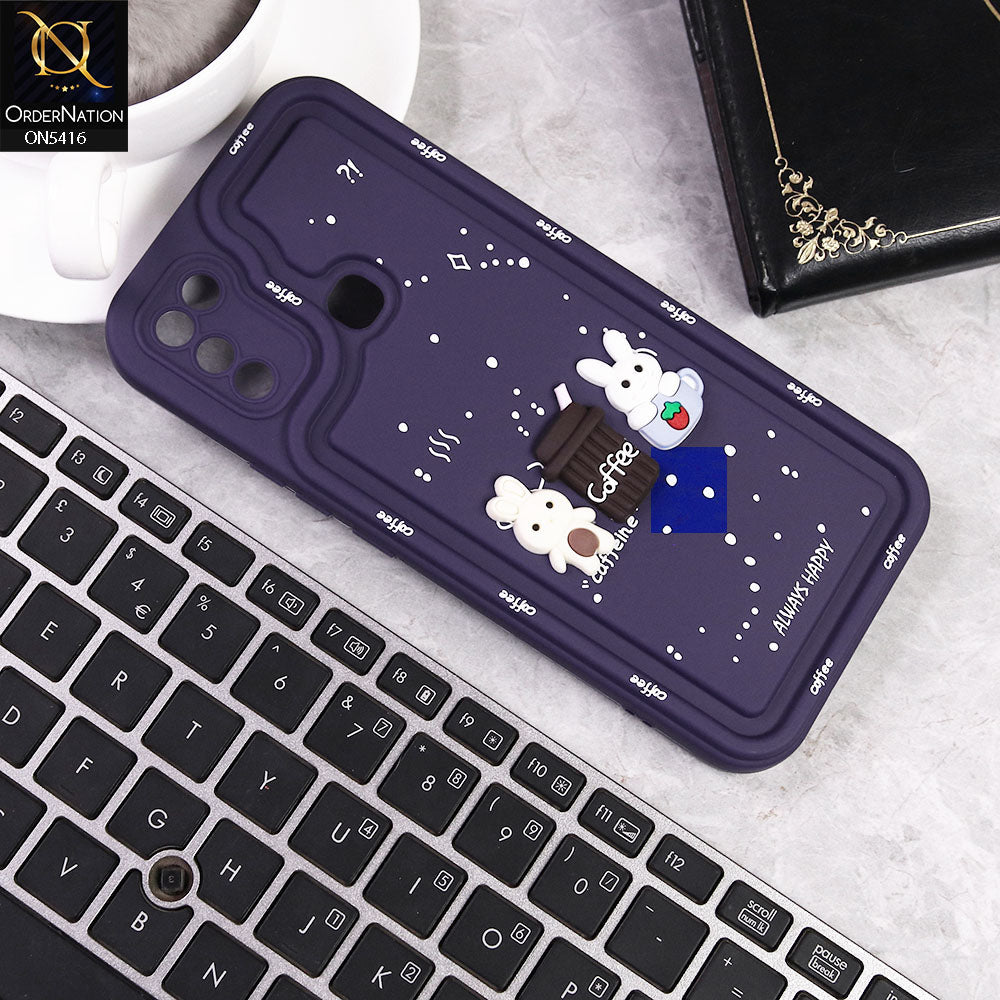 Infinix Hot 9 Play Cover - Purple -  Cute 3D Cartoon Coffee Soft Silicon Case With Camera Protection