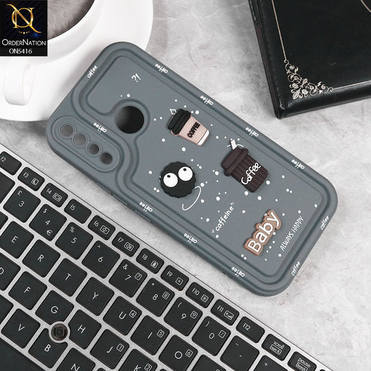 Tecno Spark 11 Cover - Gray -  Cute 3D Cartoon Coffee Soft Silicon Case With Camera Protection