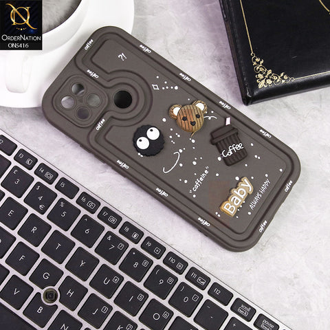 Oppo A35 Cover - Brown -  Cute 3D Cartoon Coffee Soft Silicon Case With Camera Protection