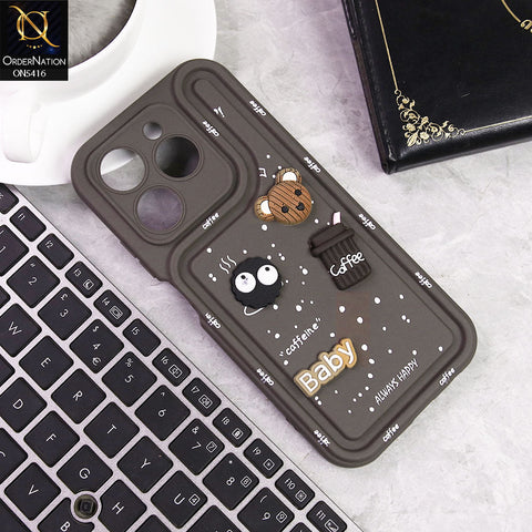 Realme C63 Cover - Brown -  Cute 3D Cartoon Coffee Soft Silicon Case With Camera Protection