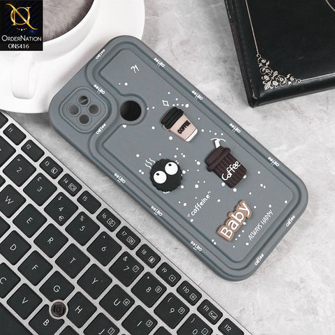 Xiaomi Redmi 9C Cover - Gray -  Cute 3D Cartoon Coffee Soft Silicon Case With Camera Protection