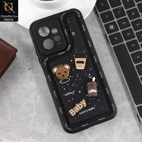 Xiaomi Redmi Note 12 4G Cover - Black -  Cute 3D Cartoon Coffee Soft Silicon Case With Camera Protection