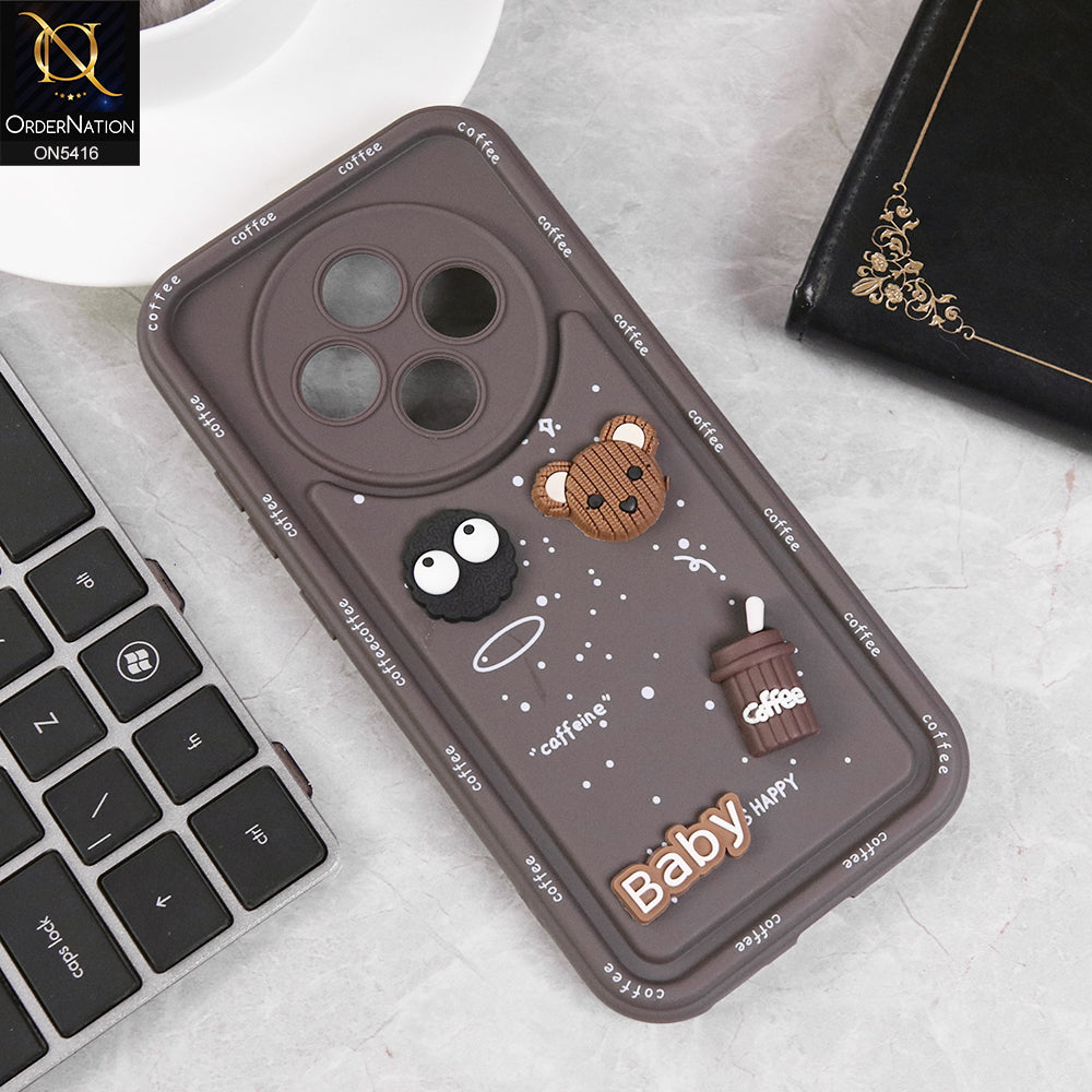 Oppo F27 Cover - Brown - Cute 3D Cartoon Coffee Soft Silicon Case With Camera Protection