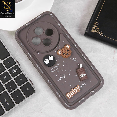 Oppo F27 Cover - Brown - Cute 3D Cartoon Coffee Soft Silicon Case With Camera Protection
