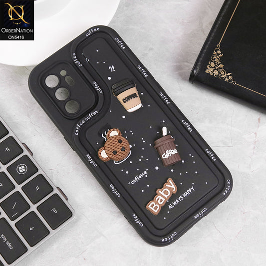 Oppo Reno 6 Cover - Black - Cute 3D Cartoon Coffee Soft Silicon Case With Camera Protection
