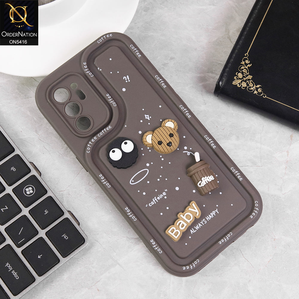 Oppo Reno 6 Cover - Brown - Cute 3D Cartoon Coffee Soft Silicon Case With Camera Protection