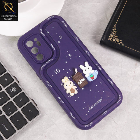 Oppo Reno 6 Cover - Purple - Cute 3D Cartoon Coffee Soft Silicon Case With Camera Protection