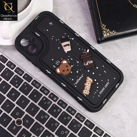Samsung Galaxy A05 Cover - Black -  Cute 3D Cartoon Coffee Soft Silicon Case With Camera Protection