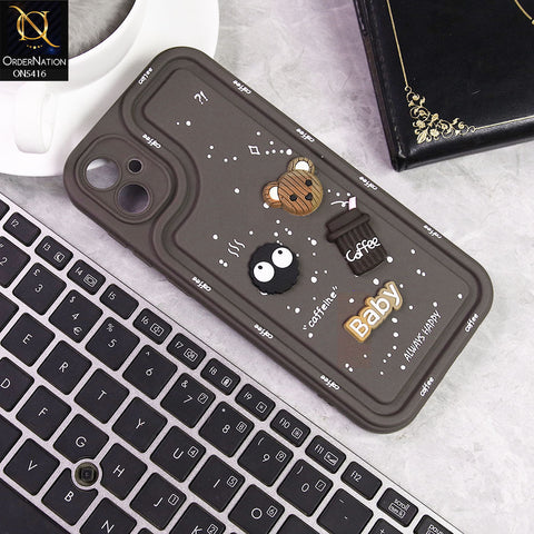 Samsung Galaxy A05 Cover - Brown -  Cute 3D Cartoon Coffee Soft Silicon Case With Camera Protection