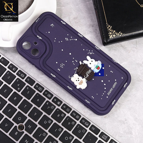 Samsung Galaxy A05 Cover - Purple -  Cute 3D Cartoon Coffee Soft Silicon Case With Camera Protection
