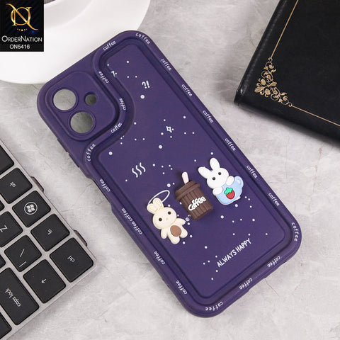 Samsung Galaxy A06 Cover - Purple - Cute 3D Cartoon Coffee Soft Silicon Case With Camera Protection