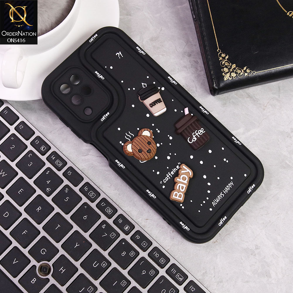 Samsung Galaxy A12 Nacho Cover - Black -  Cute 3D Cartoon Coffee Soft Silicon Case With Camera Protection