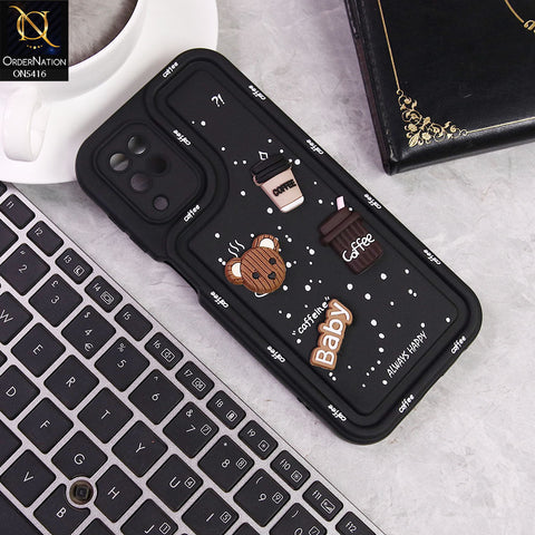 Samsung Galaxy A12 Nacho Cover - Black -  Cute 3D Cartoon Coffee Soft Silicon Case With Camera Protection