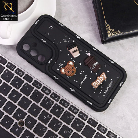 Samsung Galaxy A14 5G Cover - Black -  Cute 3D Cartoon Coffee Soft Silicon Case With Camera Protection