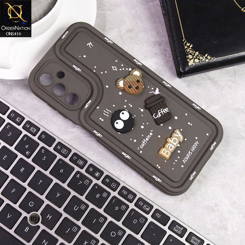 Samsung Galaxy A14 5G Cover - Brown -  Cute 3D Cartoon Coffee Soft Silicon Case With Camera Protection
