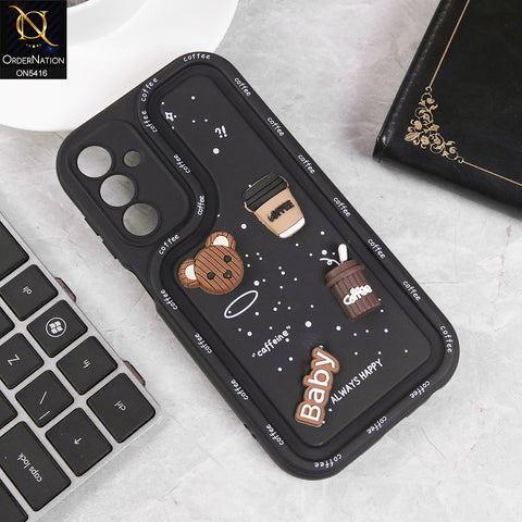 Vivo Y100 4G Cover - Black - Cute 3D Cartoon Coffee Soft Silicon Case With Camera Protection