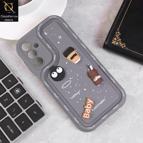 Vivo Y100 4G Cover - Gray - Cute 3D Cartoon Coffee Soft Silicon Case With Camera Protection