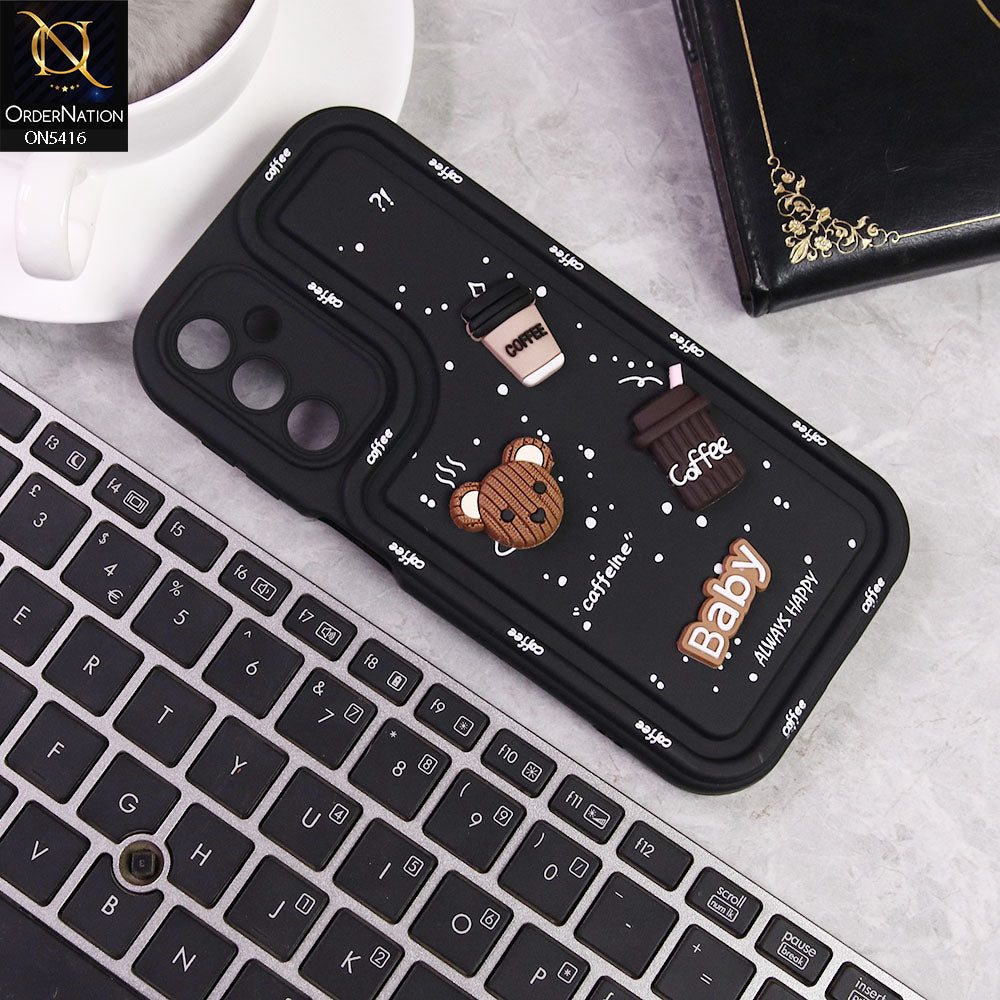 Samsung Galaxy A24 4G Cover - Black -  Cute 3D Cartoon Coffee Soft Silicon Case With Camera Protection