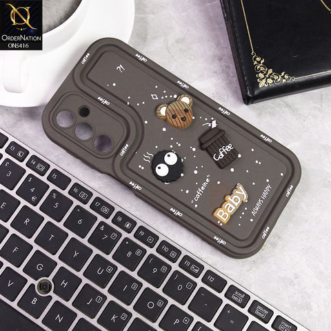 Samsung Galaxy A24 4G Cover - Brown -  Cute 3D Cartoon Coffee Soft Silicon Case With Camera Protection